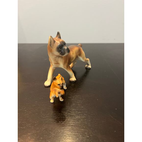 Vintage bone chine boxer dog lot of 2 - Picture 2 of 3